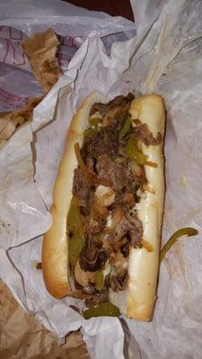 "Steak philly"- mushrooms, bell peppers, onions & Swiss cheese