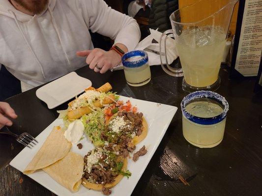 Mix appetizer and margarita pitcher