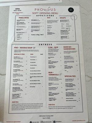 Front side -Menu