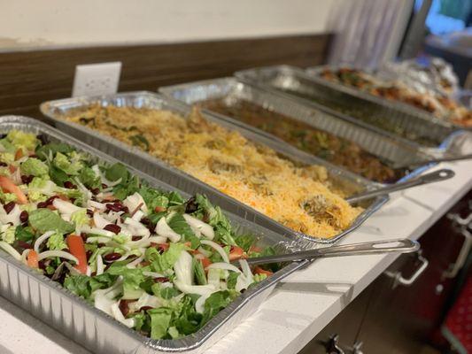 salad, Chicken Biryani, beef karhai