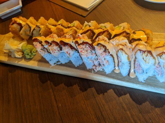 Creamy Salmon Roll and Volcano Scallop Roll