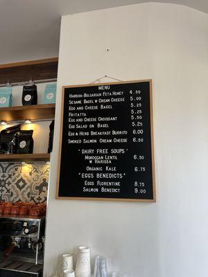 Breakfast menu