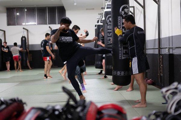 Muay Thai Heavy Bag training