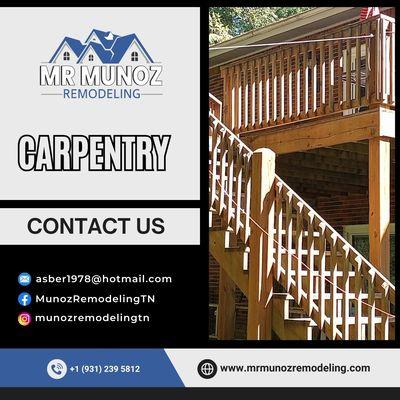 Give shape to your ideas with Muñoz Remodeling's carpentry services!