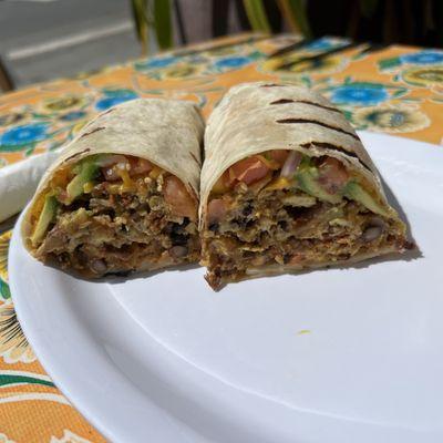 Beef chorizo breakfast burrito