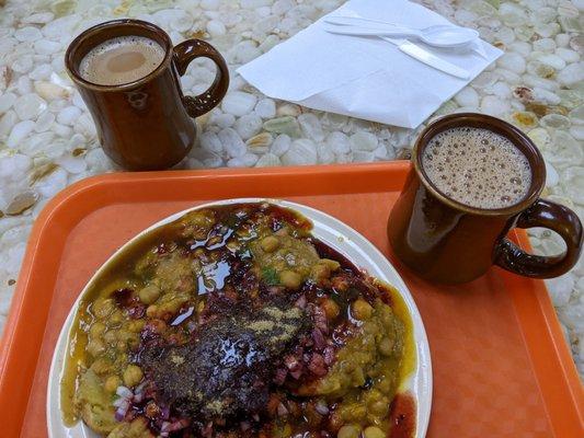 Samosa chaat, chai