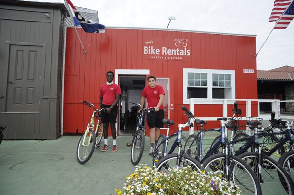 Bike rentals right across Vineyard Haven ferry terminal.