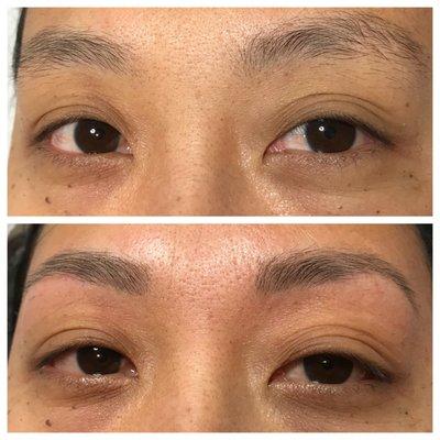 Brow wax and tint before and after