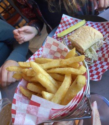 You can only see 1/2 of the California CALI FRIED CHICKEN CLUB here- was huge -add on of fries too