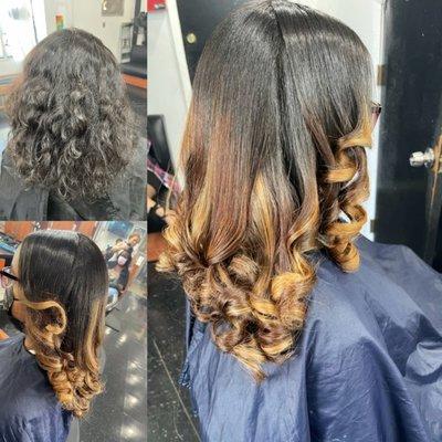 Ombre Hair Color Style with Curls