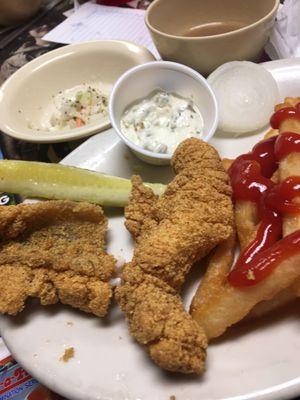 Fried catfish with fries