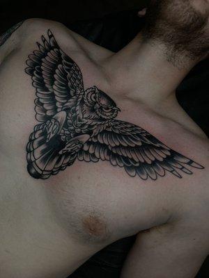 Traditional owl by Johnny @sanctifiedentity