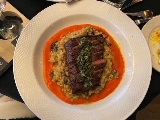 Steak and mushroom risotto