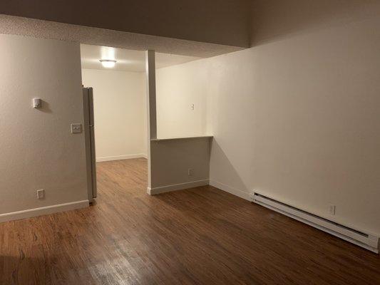 New flooring flowing into Kitchen