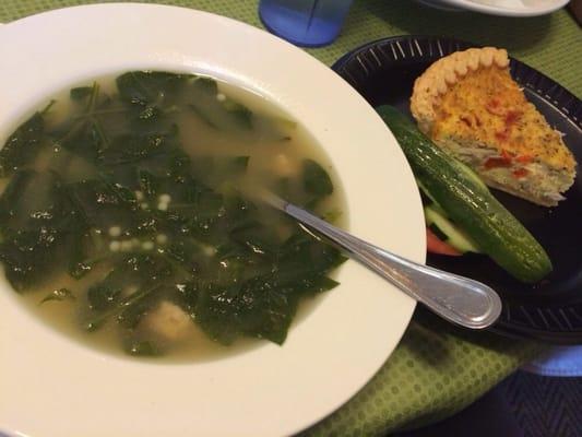 Quiche combo with chicken meatball Romano soup ($6.99)