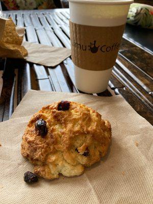 Amazing coffee and succulent in house baked scone.