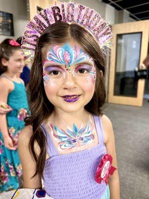 Beautiful face painting for the birthday girl!