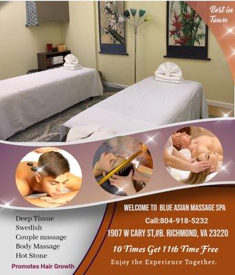 A couple's massage is just like any other massage service,  but you and your partner receive the massage at the same time,  o...