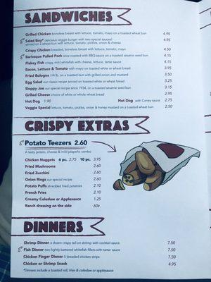 Updated menu and prices