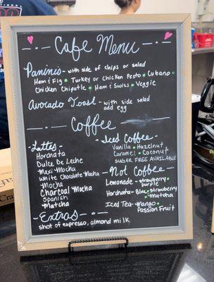 Cafe menu