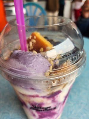 Flan, ube ice cream