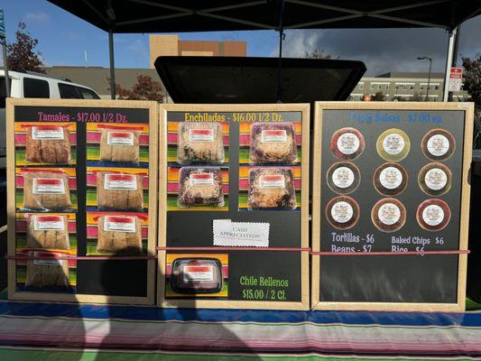 MI Fiesta Catering menu at the Santa Rosa Original Certified Farmers Market on December 30, 2023.