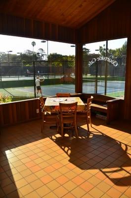 Our Courtside Cafe' has a great view of court one for tennis!