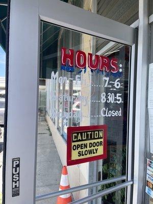 Store hours posted as of April 2022.