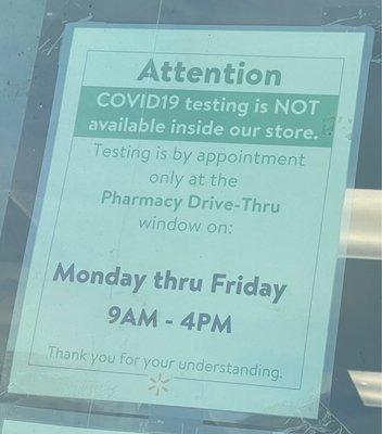 Drive thru COVID testing available