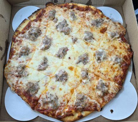 12" thin crust sausage pizza