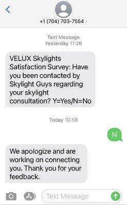 Why would Velux ask me if I was contacted by Skylight Guys if presumably the meeting was set for one month from now? Huh?