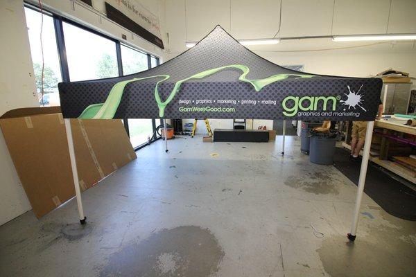 One of our more popular promo items is a branded company tent. Perfect for outdoor events or trade shows.