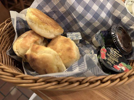 Biscuits with apple butter: fresh, hot, and tasty.