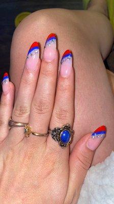 Left hand Fourth of July nails