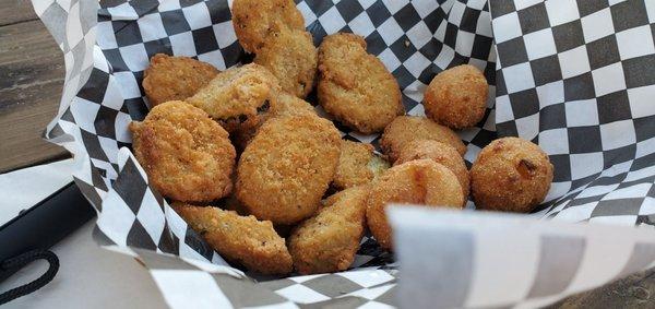 Fried pickles and hushpuppies