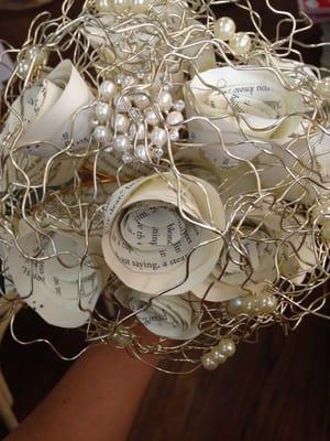 This is a closeup of my flowers made from book pages.  I loved how mystical they were!