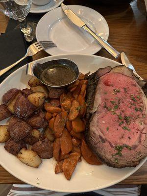 20 oz. slow roasted prime rib medium rare