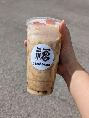 Brown sugar milk tea with boba