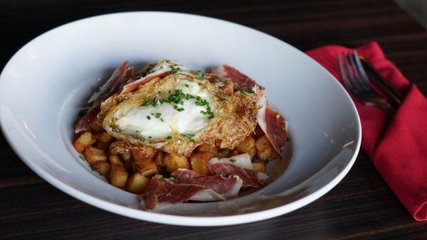 Huevos Rotos con Jamon for Sunday brunch at Nuno's in upland CA