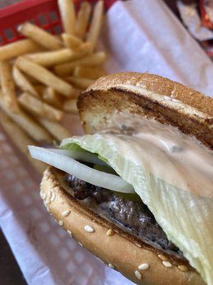 Burger and fries