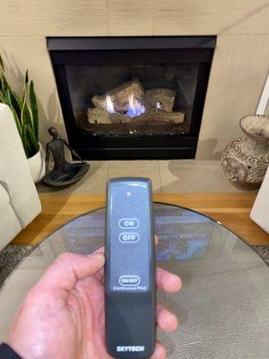 Gas Fireplace remote installation.