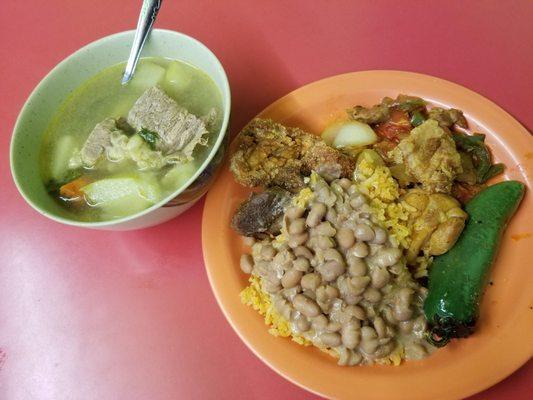 Caldo de res. Rice n beans. Chicharrone. Etc