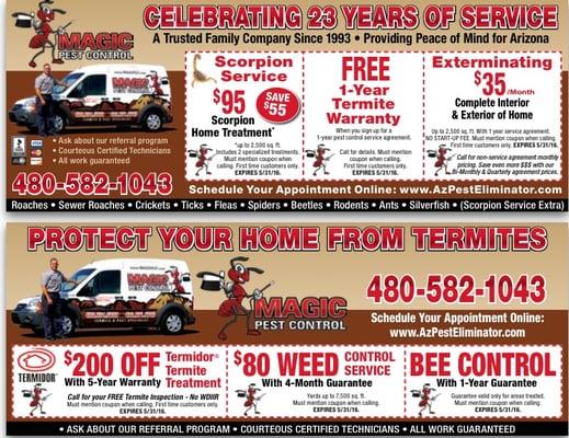 Check out this great deal! Free 1 Year Termite warranty when you sign up for a 1 year pest control service agreement! Keep your home pest an