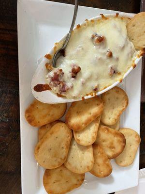 Spinach artichoke dip with pita .... Thick but good ... lots of bacon I didn't seem coming ... but we weren't mad about it