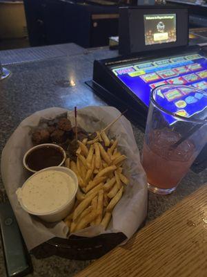 steak bites and fries