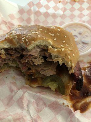 Brisket barbecue sandwich