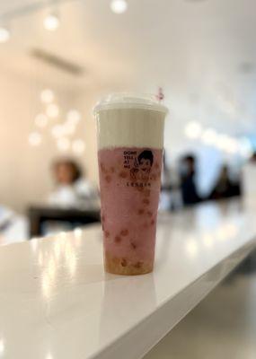 Pink Lychee Slush Topped with Cheese Foam