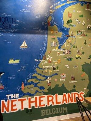 Wall map inside the restaurant! Definitely gave it a modern Dutch vibe!