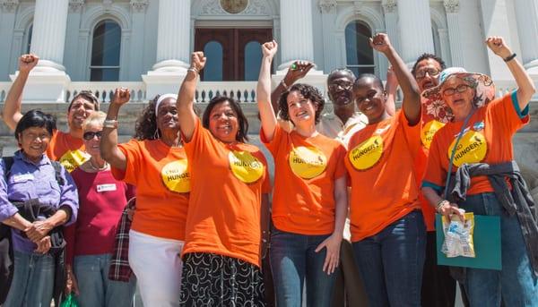 Our Advocacy team representing St. A's at Hunger Action Loboby Day at the California State Capitol.