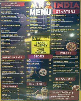 Solid menu, fair prices